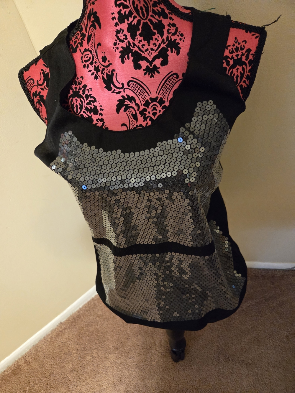 LOFT Black Tank Top with Silver Sequins Small NWOT
